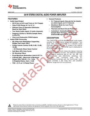 TAS5701PAPR datasheet  